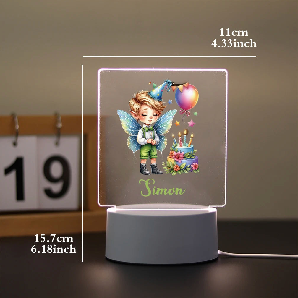 1 pc pretty fairy UV Print Personalized Name Acrylic Night Lights Color Changing Lamp Kids Room Decor Christmas Gift