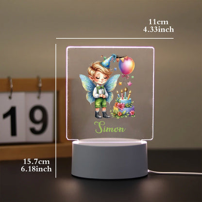 1 pc pretty fairy UV Print Personalized Name Acrylic Night Lights Color Changing Lamp Kids Room Decor Christmas Gift