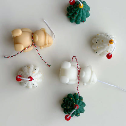 Instagram Christmas Candle Mini Hand-painted Christmas Tree Candle Bear Candle Christmas Gift Holiday Decoration
