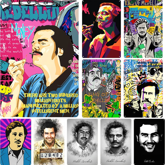 1PCS Vintage Metal Sign, Pablo Escobar Blueprint Poster, Wall Art for Man Cave, Garage, Office, Home Decor, 20X30CM