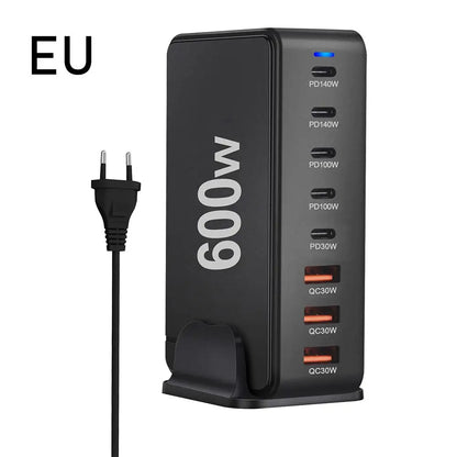 6000W GaN Charger Desktop 8-Port USB Charger Station Quick Charge 3.0 Type C PD for iPhone15 14 13 for Laptop Table