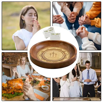 Wooden Prayer Bowl Wood Prayer Dough Bowl Round Offering Bowl Prayer Decor For Home Decoration Housewarming Christmas Religious