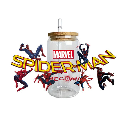 Miniso Spider-Man Easy peel waterproof DIY Decals 3D transfers uvdtf crystal stickers 16oz uv dtf tumbler cup wraps sticker