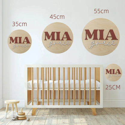 Personalized 3D Round Wooden Name Sign, Custom Nursery Wall Art, Baby Name Plaque, Wooden Name Sign for Nursery Baby Shower Gift