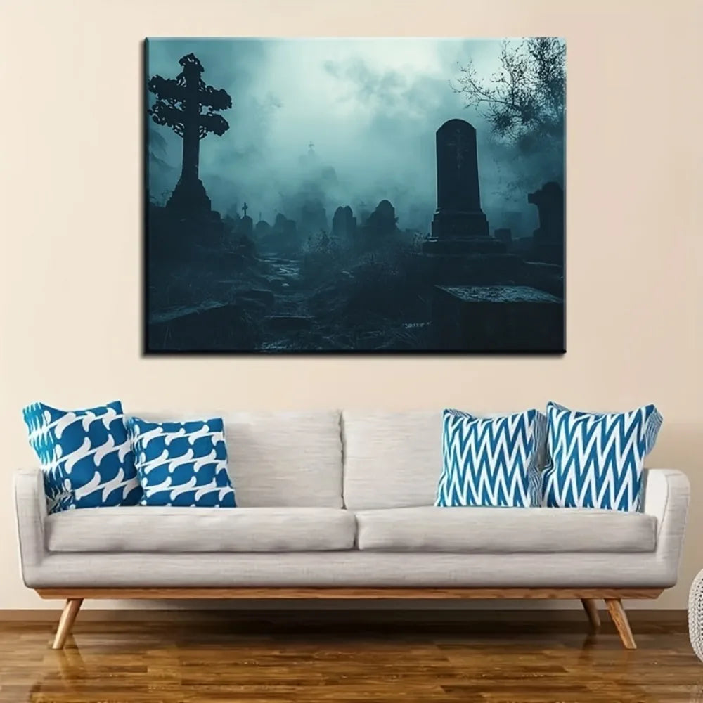 1.5 inch solid wood frame, canvas mural Halloween themed painting, bedroom living room painting, canvas printing, holiday gifts