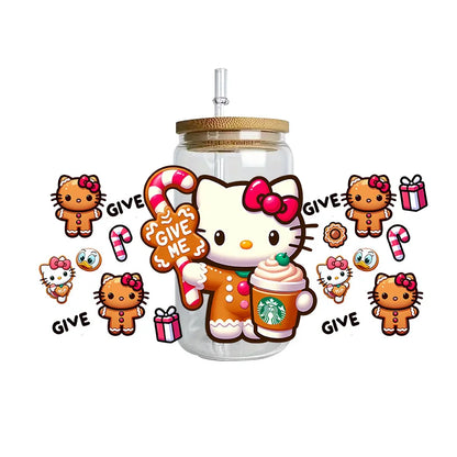 Miniso Hello Kitty Easy peel waterproof DIY Decals 3D transfers uvdtf crystal stickers 16oz uv dtf tumbler cup wraps sticker