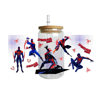 Miniso Spider-Man Easy peel waterproof DIY Decals 3D transfers uvdtf crystal stickers 16oz uv dtf tumbler cup wraps sticker