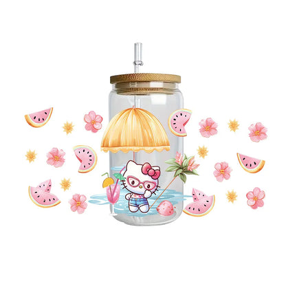 Miniso Hello Kitty Easy peel waterproof DIY Decals 3D transfers uvdtf crystal stickers 16oz uv dtf tumbler cup wraps sticker
