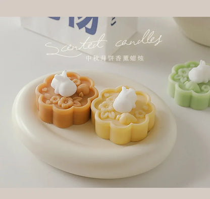 1pc Cute Rabbit Mooncake Osmanthus Scented Candle for Middle Autumn Festival Gift for Relaxation and Celebration Holiday Present