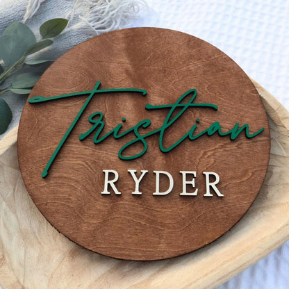 Personalized 3D Round Wooden Name Sign, Custom Nursery Wall Art, Baby Name Plaque, Wooden Name Sign for Nursery Baby Shower Gift