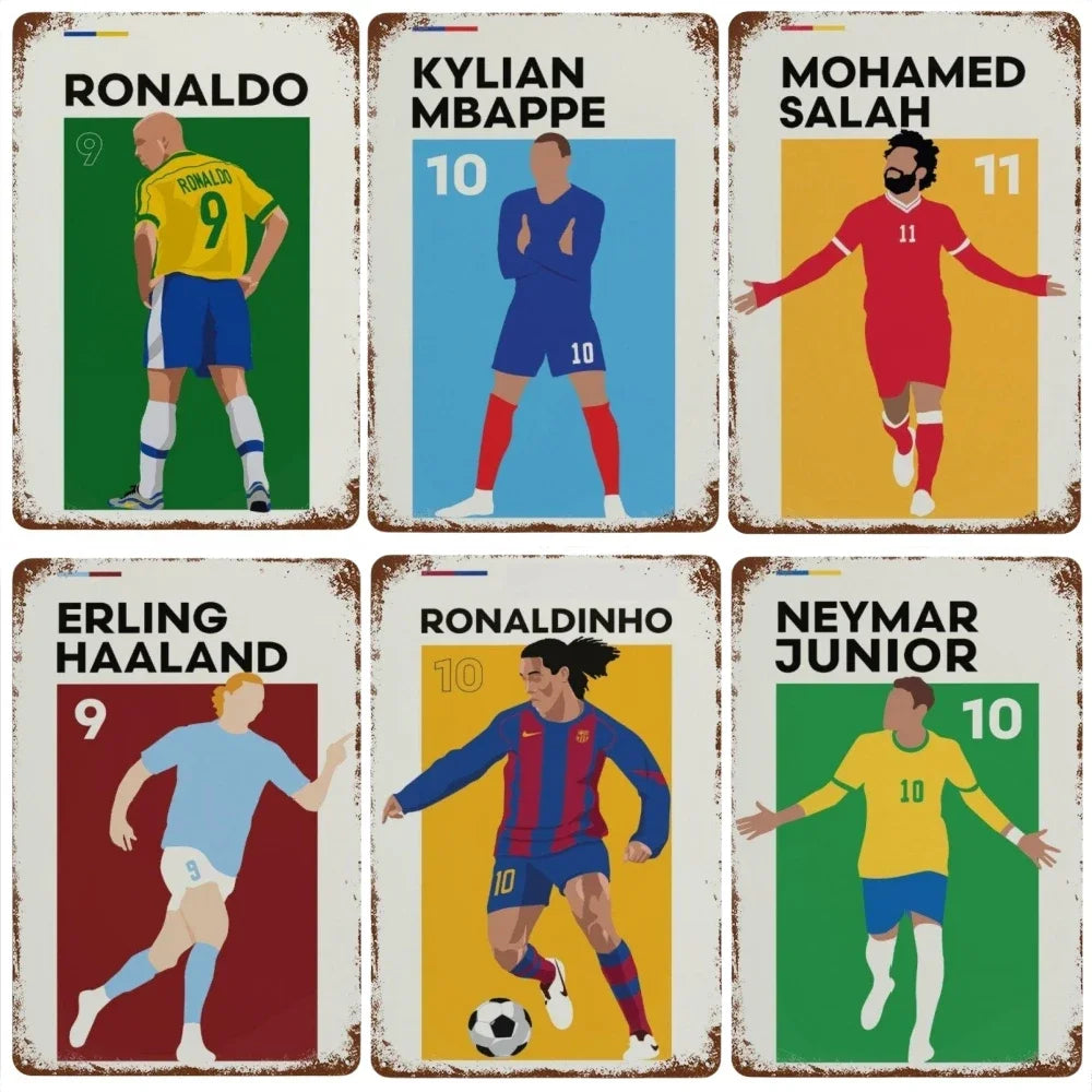 World Football Celebrity Poster Me-ssi Metal Tin Sign Wall Art  Plaque for Teenagers Club Room Home Decor Gift Bar Sport Lovers