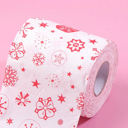 1 Roll Creative Cartoon Toilet Paper Funny Christmas Pattern Series Roll Paper Santa Claus Reindeer Hygienic Paper Rolls Napkins