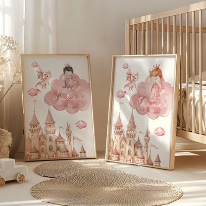 Personalization Custom Castle Prince Kids Name Wall Art Framed Print Picture Living Room Kids Boys Room Home Decor Gift