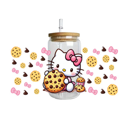 Miniso Hello Kitty Easy peel waterproof DIY Decals 3D transfers uvdtf crystal stickers 16oz uv dtf tumbler cup wraps sticker