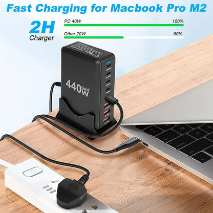 NEW 440W Gan Fast Charge 3.0 USB Type C Fast Charger Mobile 8-port 5C3A PD Charger Convenient To Carry Tablet Charger for iPhone