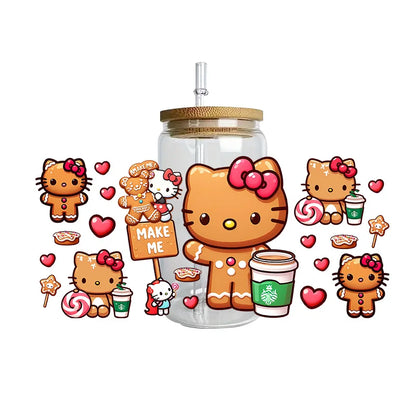 Miniso Hello Kitty Easy peel waterproof DIY Decals 3D transfers uvdtf crystal stickers 16oz uv dtf tumbler cup wraps sticker