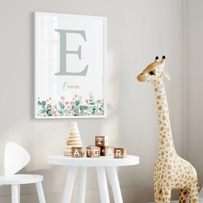 3pcs Custom Personalized Name Tropical Animals Elephant, leopard Gift Wall Art Print Picture Living Room Kids Room Home Decor