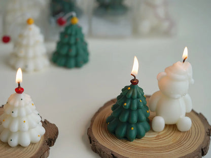 Instagram Christmas Candle Mini Hand-painted Christmas Tree Candle Bear Candle Christmas Gift Holiday Decoration