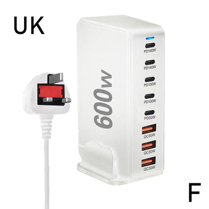 6000W GaN Charger Desktop 8-Port USB Charger Station Quick Charge 3.0 Type C PD for iPhone15 14 13 for Laptop Table