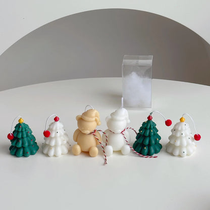 Instagram Christmas Candle Mini Hand-painted Christmas Tree Candle Bear Candle Christmas Gift Holiday Decoration