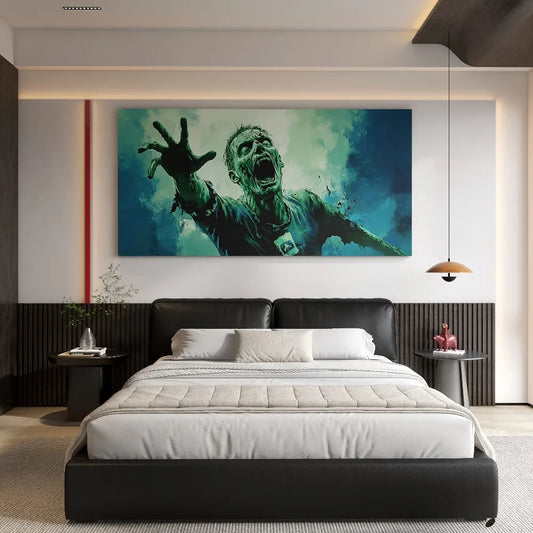 Zombie Crisis Art Canvas - The ideal gift for horror lovers, vintage pine frame, 1.5 "thick perfect for bedroom, living room