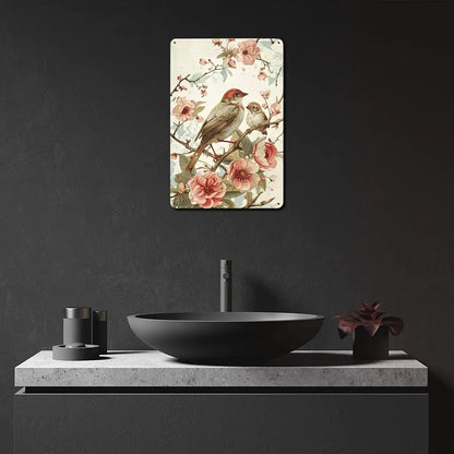Vintage Bird Themed Iron Metal Logo  Waterproof Outdoor Wall Art Suitable for Home Bedroom Cafe Library Garage Decoration