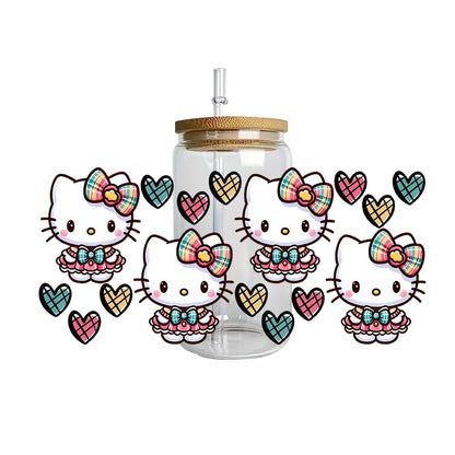 Miniso Hello Kitty Easy peel waterproof DIY Decals 3D transfers uvdtf crystal stickers 16oz uv dtf tumbler cup wraps sticker