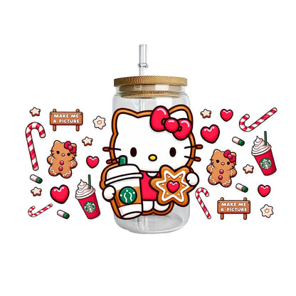Miniso Hello Kitty Easy peel waterproof DIY Decals 3D transfers uvdtf crystal stickers 16oz uv dtf tumbler cup wraps sticker