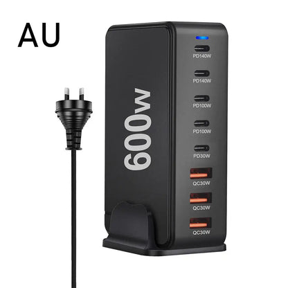 6000W GaN Charger Desktop 8-Port USB Charger Station Quick Charge 3.0 Type C PD for iPhone15 14 13 for Laptop Table