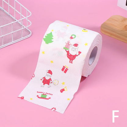 1 Roll Creative Cartoon Toilet Paper Funny Christmas Pattern Series Roll Paper Santa Claus Reindeer Hygienic Paper Rolls Napkins