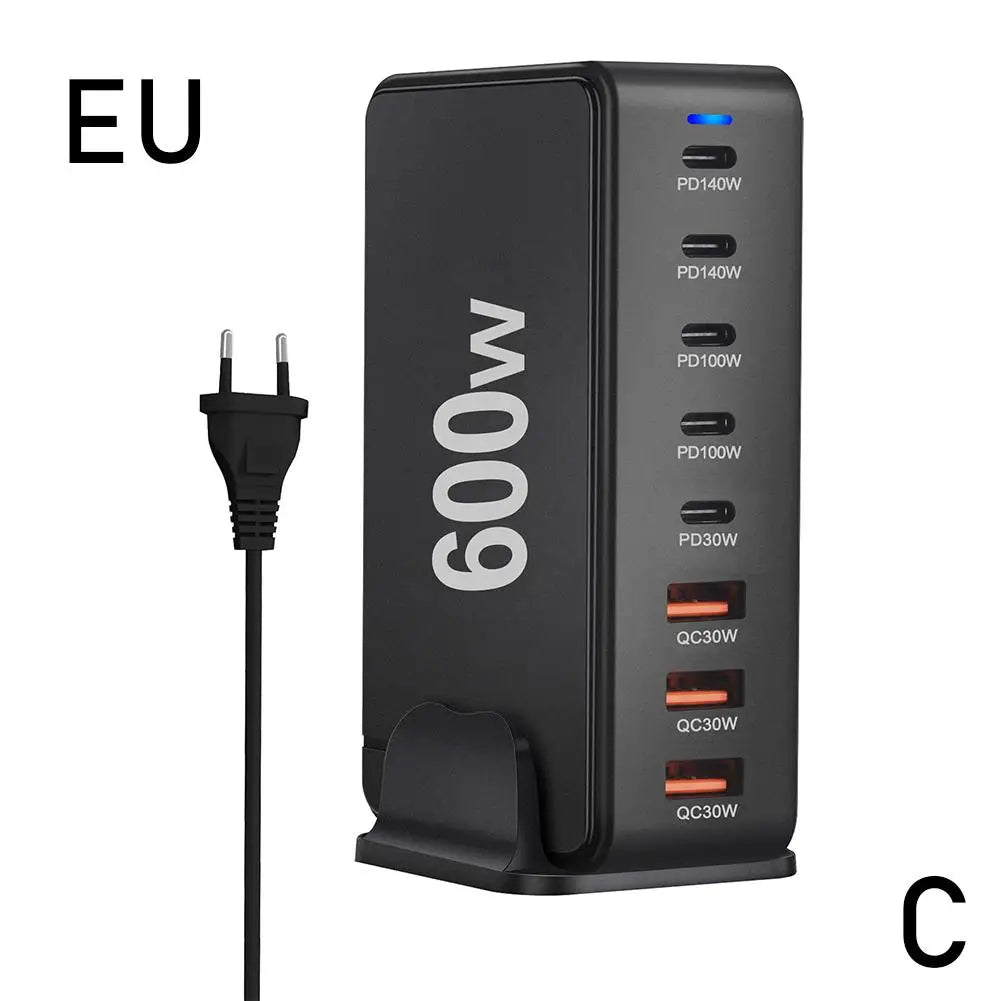 6000W GaN Charger Desktop 8-Port USB Charger Station Quick Charge 3.0 Type C PD for iPhone15 14 13 for Laptop Table