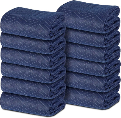 12 Moving Packing Blankets 80 x 72 Inches (35 lb/dz) Heavy Duty Moving Pads for Protecting Furniture ProfessionalShipping