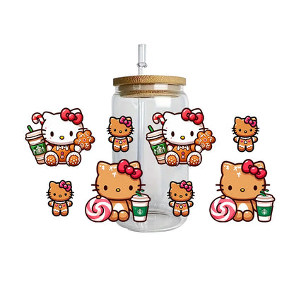Miniso Hello Kitty Easy peel waterproof DIY Decals 3D transfers uvdtf crystal stickers 16oz uv dtf tumbler cup wraps sticker