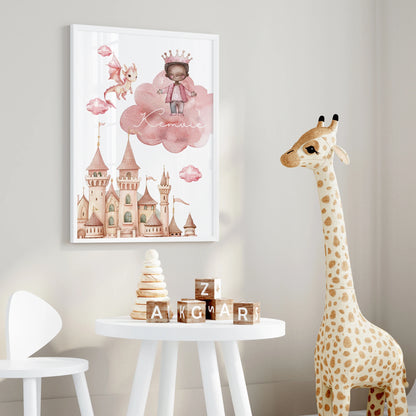 Personalization Custom Castle Prince Kids Name Wall Art Framed Print Picture Living Room Kids Boys Room Home Decor Gift