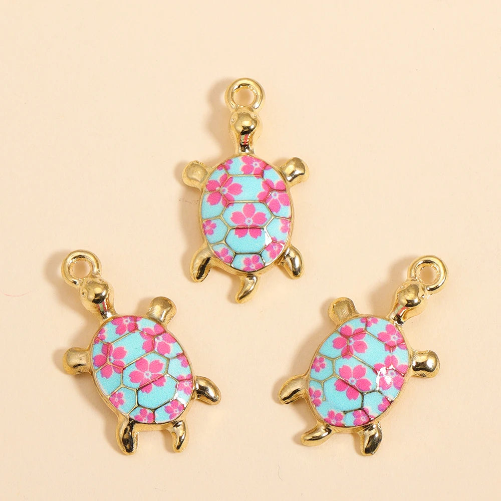 10Pcs New Trendy Multicolor Enamel Turtle Charms For Making Handmade DIY Cute Ocean Animal Pendants Necklace Jewelry Accessories