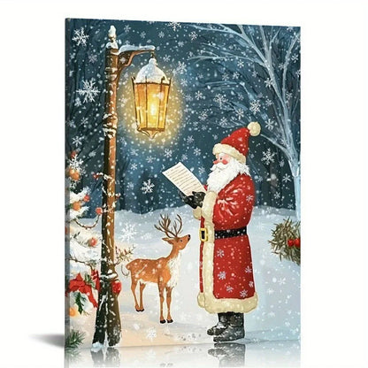 1PC Santa Street Lights on Canvas Wall Art Canvas Wall Art Designs Modern Living Room Decor Gift -Santa Street Lights Framed