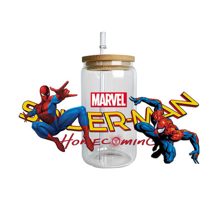 Miniso Spider-Man Easy peel waterproof DIY Decals 3D transfers uvdtf crystal stickers 16oz uv dtf tumbler cup wraps sticker