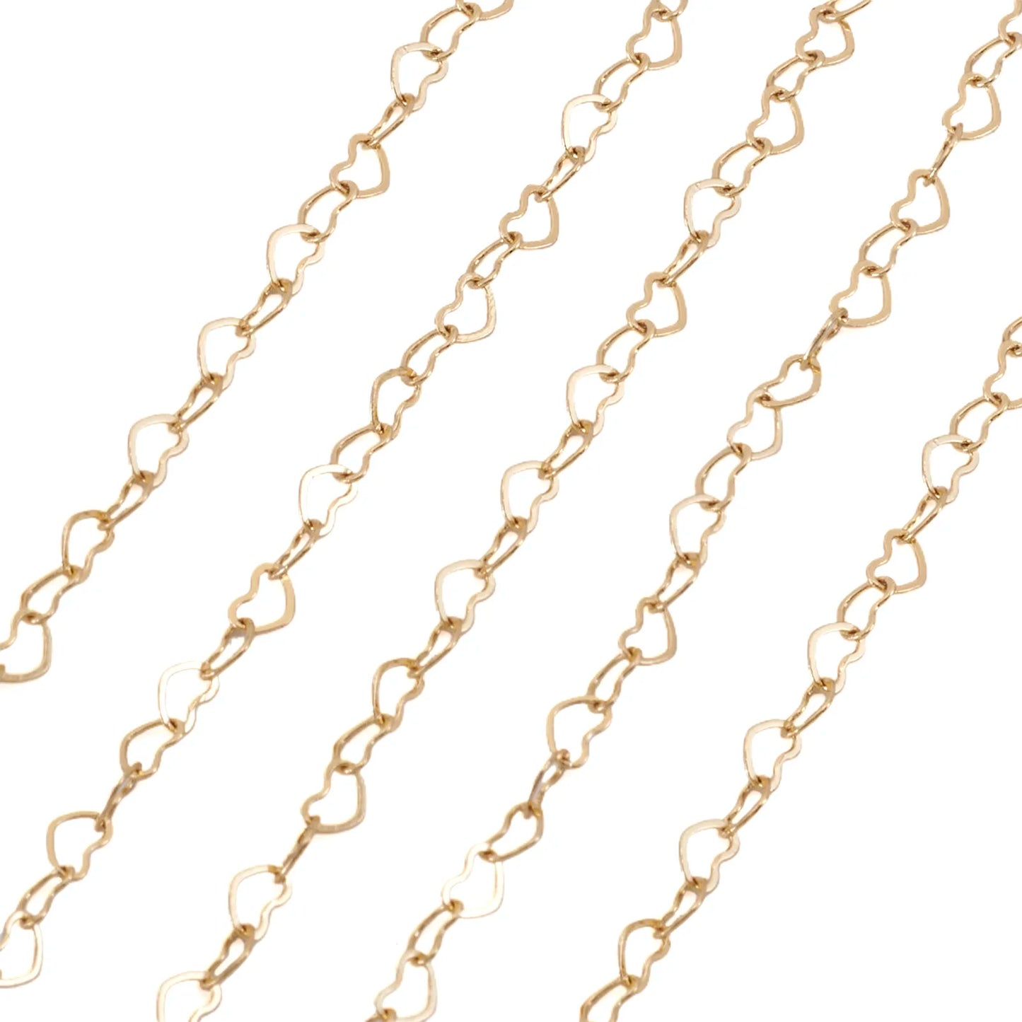 1 Set Brass Heart Link Chains Real 14K Gold Plated Chain for Women Girl Necklace Bracelet Jewelry Making Supplies Party Gifts