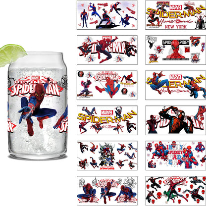 Miniso Spider-Man Easy peel waterproof DIY Decals 3D transfers uvdtf crystal stickers 16oz uv dtf tumbler cup wraps sticker