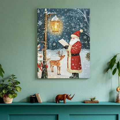 1PC Santa Street Lights on Canvas Wall Art Canvas Wall Art Designs Modern Living Room Decor Gift -Santa Street Lights Framed