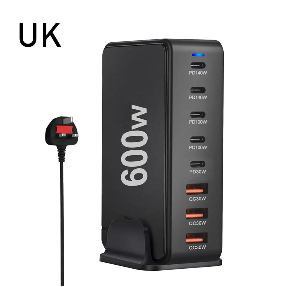 6000W GaN Charger Desktop 8-Port USB Charger Station Quick Charge 3.0 Type C PD for iPhone15 14 13 for Laptop Table