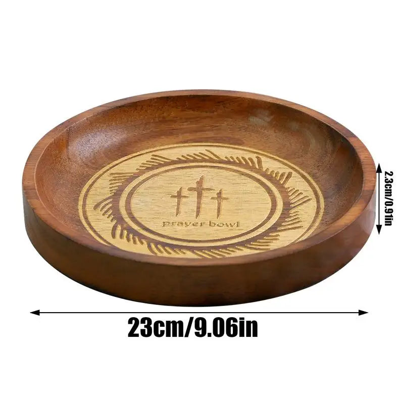 Wooden Prayer Bowl Wood Prayer Dough Bowl Round Offering Bowl Prayer Decor For Home Decoration Housewarming Christmas Religious