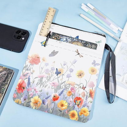 Flowers Book Sleeve with Zipper Book LoversButterfly Gifts Hardcover Paperbacks Waterproof Book Pouch Bag Protector Making Kit