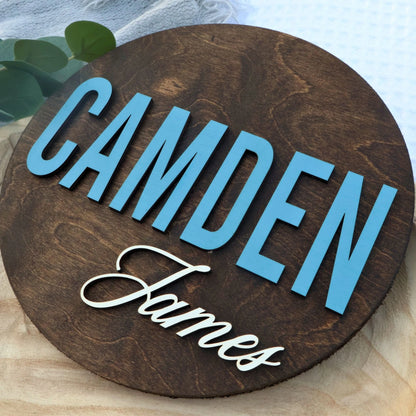 Personalized 3D Round Wooden Name Sign, Custom Nursery Wall Art, Baby Name Plaque, Wooden Name Sign for Nursery Baby Shower Gift