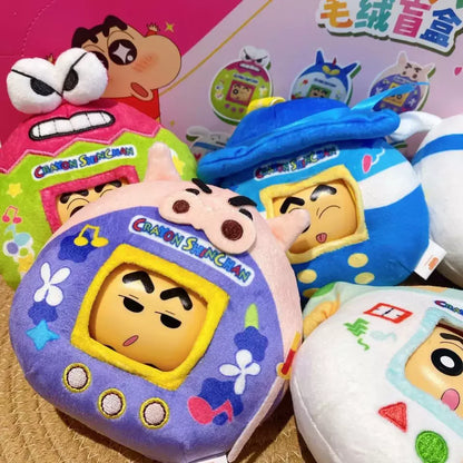 Miniso Authentic Crayon Shin Chan Cute Face Flip Plush Blind Box Ornament Cute Anime Doll Decor Pendant Toys Birthday Gift