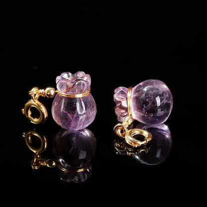 1 Pc Natural Amethyst Lucky Bag Copper Buckle Pendant Reiki Healing Charms For Jewelry Making Diy Necklace Bracelet Accessory