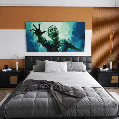 Zombie Crisis Art Canvas - The ideal gift for horror lovers, vintage pine frame, 1.5 "thick perfect for bedroom, living room