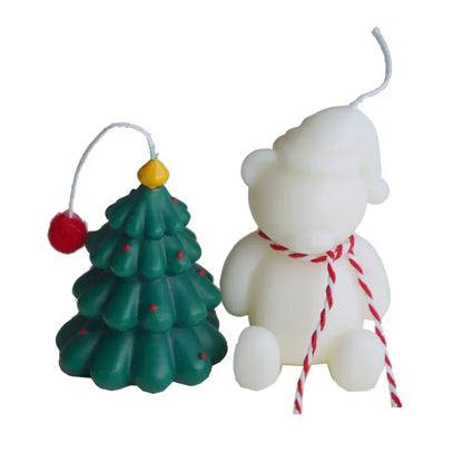 Instagram Christmas Candle Mini Hand-painted Christmas Tree Candle Bear Candle Christmas Gift Holiday Decoration