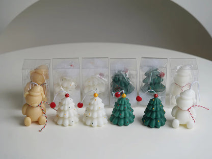 Instagram Christmas Candle Mini Hand-painted Christmas Tree Candle Bear Candle Christmas Gift Holiday Decoration