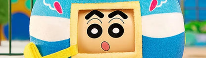 Miniso Authentic Crayon Shin Chan Cute Face Flip Plush Blind Box Ornament Cute Anime Doll Decor Pendant Toys Birthday Gift